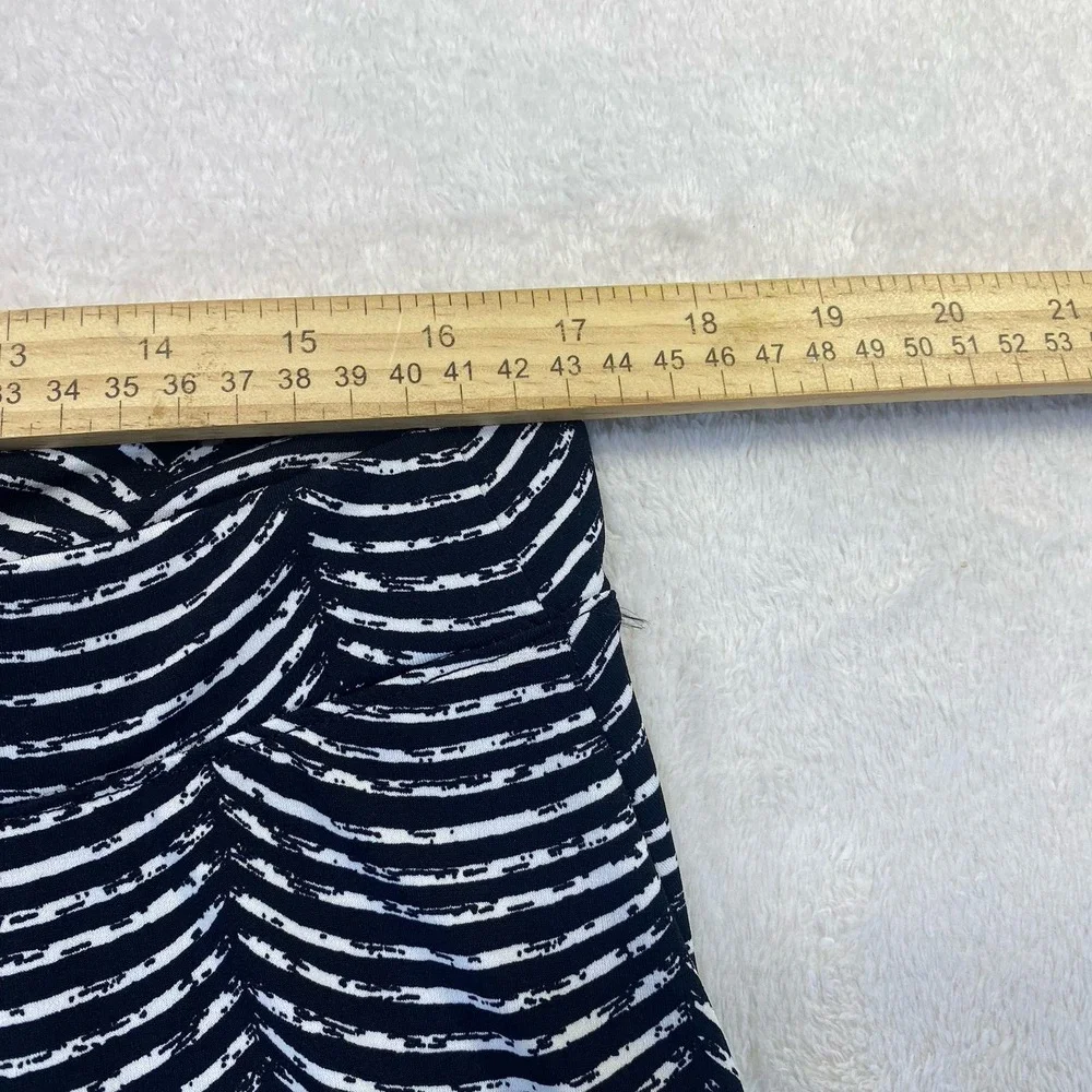 Chicos 2 Broken Lines Black White Spliced Midi Skirt‎ A-line Officecore Liquid